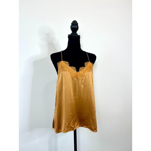 Cami NYC Racer Charmeuse Cami Tank Top in Butterscotch Medium Pullover Lace Trim - Picture 2 of 6